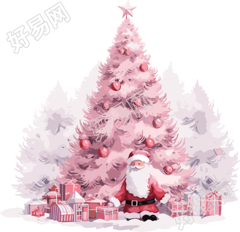 粉色圣诞树png可商用素材