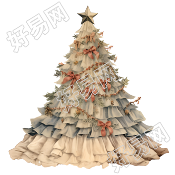 复古圣诞树透明背景插图