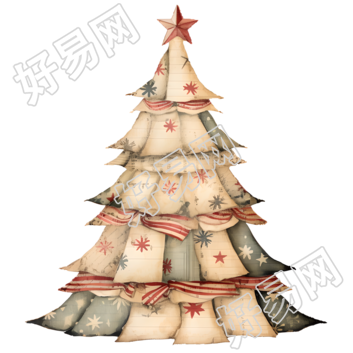 复古圣诞树PNG素材