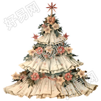 复古圣诞树可商用插图