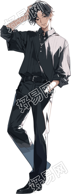 帅气男模特简约插图