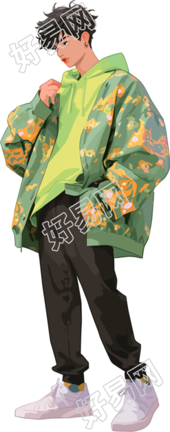 帅气男模特插画设计元素