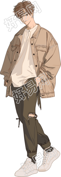 帅气男模特人物插画