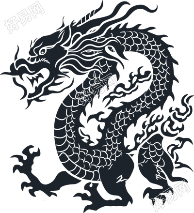 中国龙插画白底PNG素材