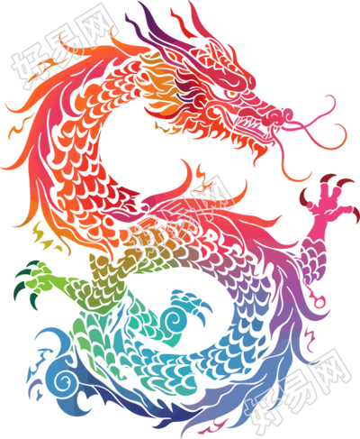 中国龙剪影PNG素材
