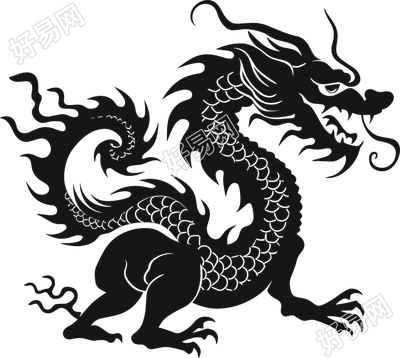 中国龙剪影插画设计元素