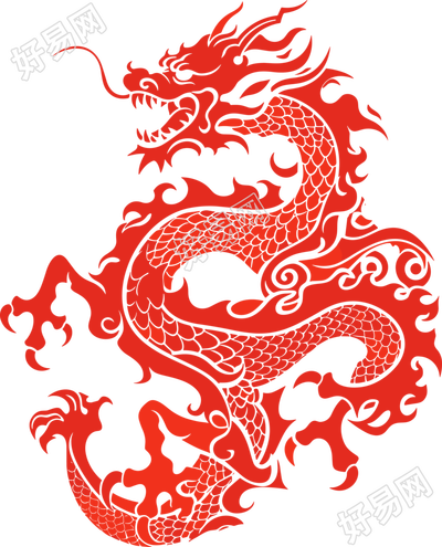 中国龙轮廓插画PNG素材