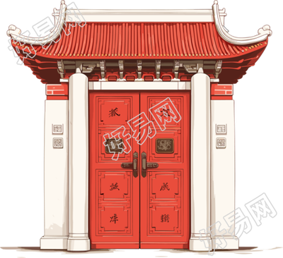 红色大门PNG图形素材
