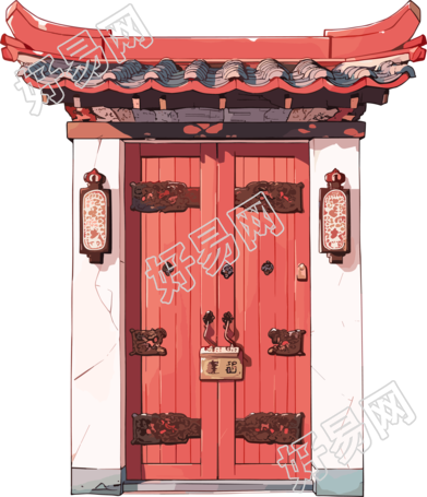 红色大门商业设计插图