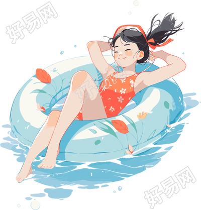 游泳女孩高清PNG插画