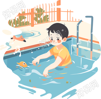 游泳男孩透明背景素材