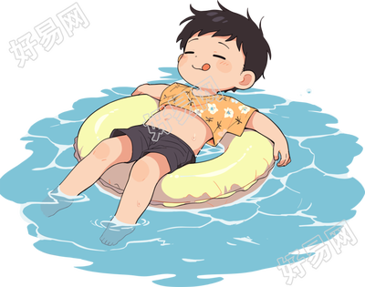 游泳男孩插图设计素材