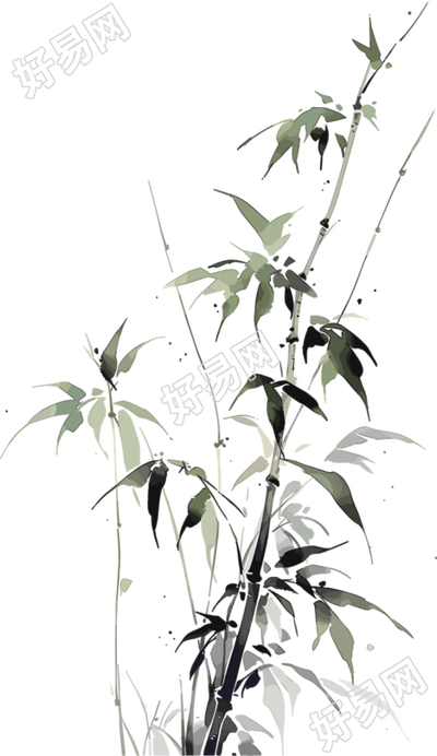 水墨竹子卡通插画