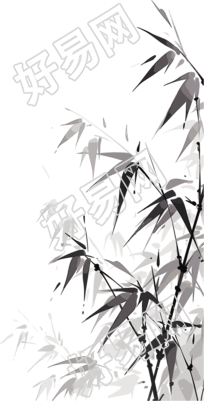 水墨竹子黑白绘画素材