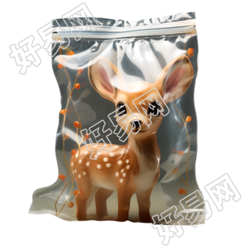 3D圣诞节可爱小鹿玩具透明包装素材