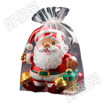 3D圣诞老人玩具透明包装素材