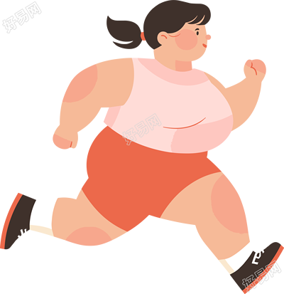 胖女孩跑步插画设计素材