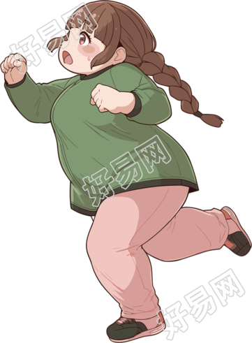 胖女孩健身可商用插画