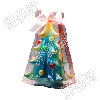 3D圣诞树透明包装插画