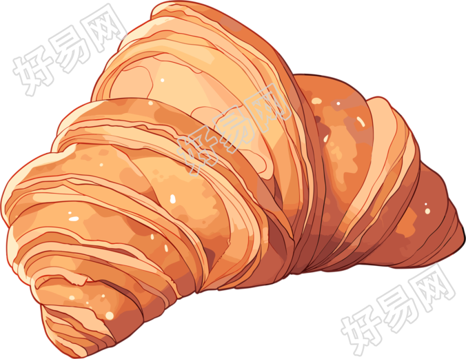 牛角包贴纸卡通风格插图