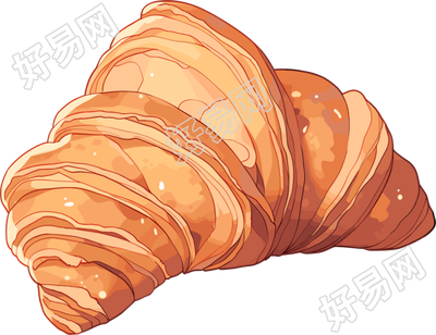 牛角包贴纸卡通风格插图