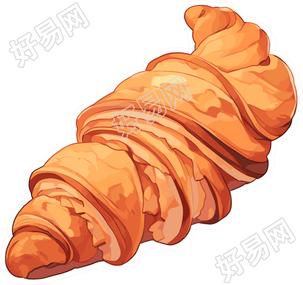 牛角包贴纸透明背景高清插画