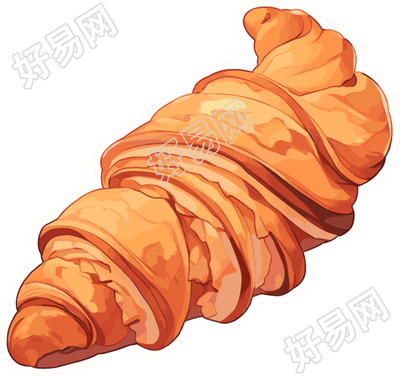 牛角包贴纸透明背景高清插画