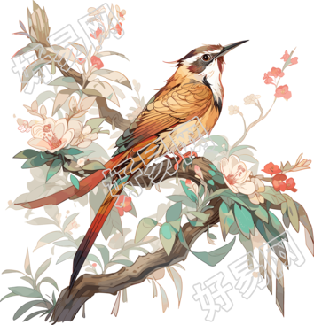 中国画花鸟透明背景插图