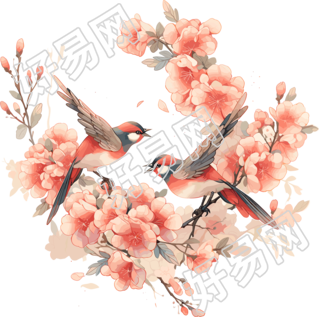 中国画花鸟艺术插图素材