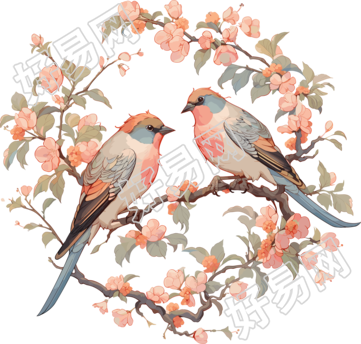 中国画花鸟精美插画素材