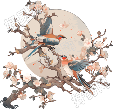 中国画花鸟艺术创意设计元素