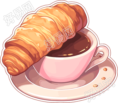牛角包咖啡创意设计素材