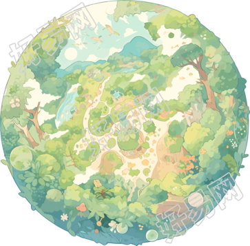 绿色地球童书绘画素材