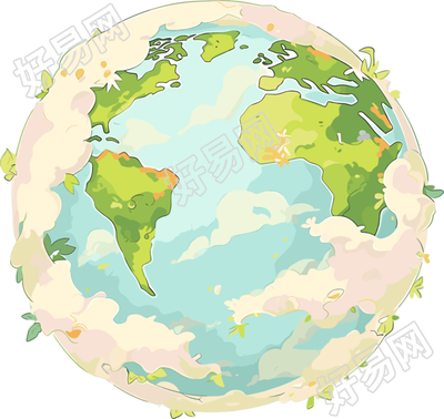 绿色地球儿童绘本插画素材