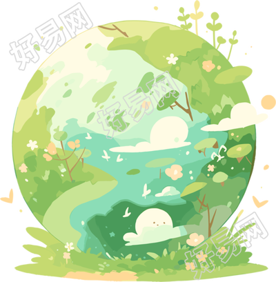 绿色地球透明背景插图
