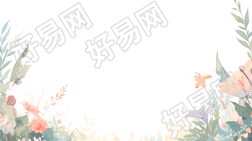 植物花边透明背景插画