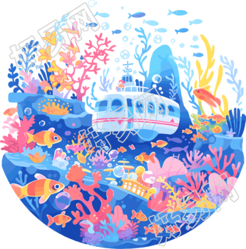 潜水艇珊瑚透明背景PNG插图