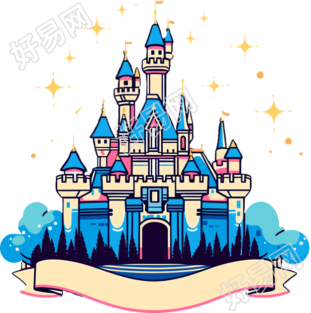 卡通城堡商用插画设计素材