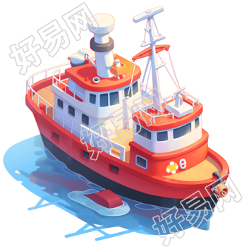 3D轮船图标插画