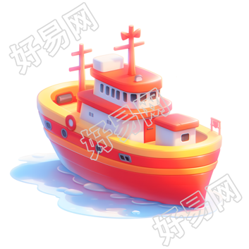 3D轮船渐变色卡通素材
