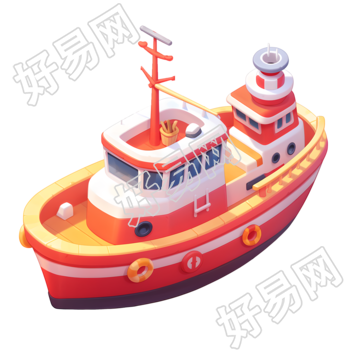 3D轮船透明背景图标素材