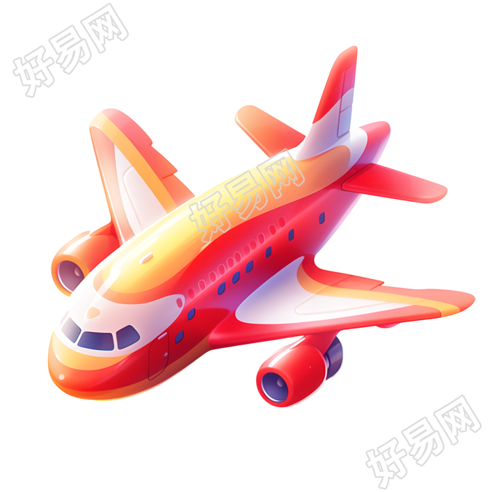 3D飞机卡通风格插图