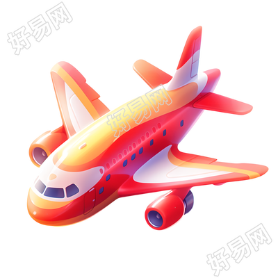 3D飞机卡通风格插图