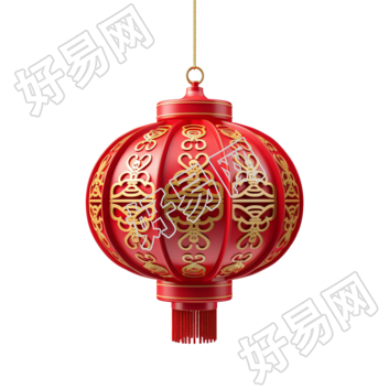 3D红灯笼简约插图