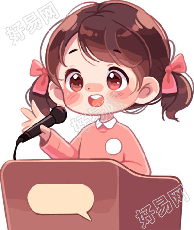 可爱小女孩演讲商业插图