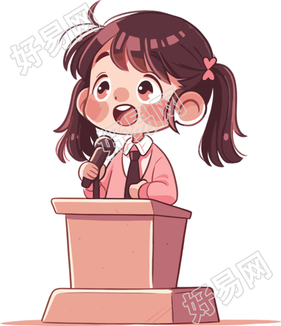 可爱小女孩演讲高清插画
