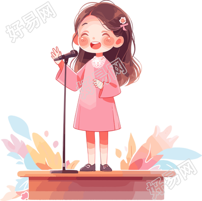 可爱小女孩演讲透明背景插图