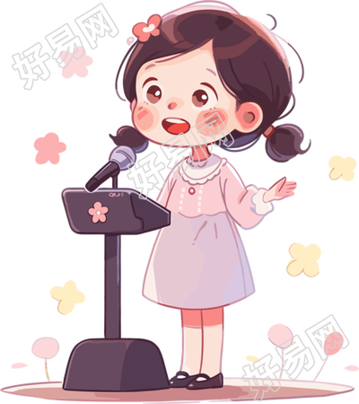 可爱小女孩演讲创意图形素材