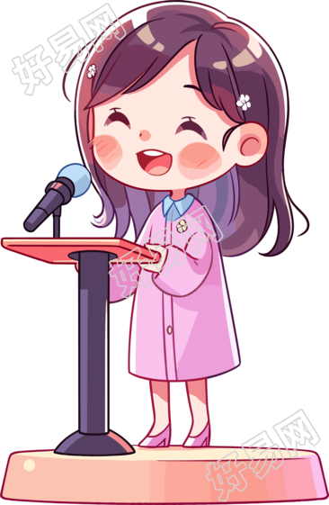 可爱小女孩演讲透明背景PNG元素