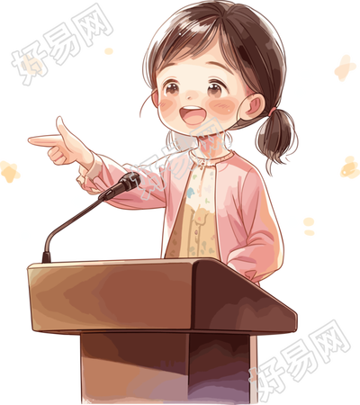 可爱小女孩演讲创意设计插画